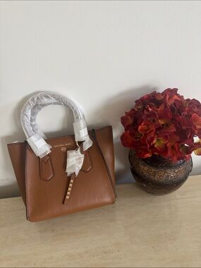 Michael Kors Tan Pebbled Leather Satchel with Gold Hardware